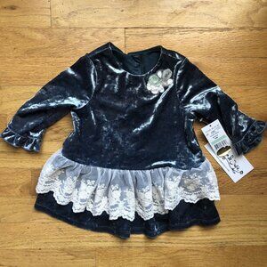 🆕Pippa & Julie 18M Velour & Lace Dress